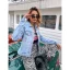 Fashion Summer Street Wear Casual Sky Blue Denim Coats & Jackets 2021 Lapel  Long Sleeve Women's Tops