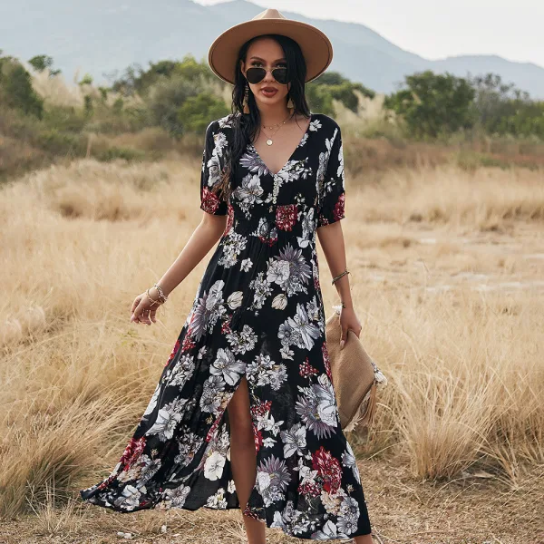 blue dress for baby girl Baltic Born Womens Summerlin Lace Top Maxi Dress | Black main image 0