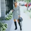 Fall Winter Street Wear Sky Blue Regular Women Dresses 2021 Cotton V-Neck Long Sleeve Sash