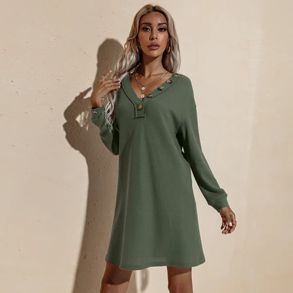 slim fit dress slacks Army Green Rib Knit Button Down Mini Dress