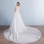 Modern / Fashion A-Line / Princess Beach Wedding Dresses 2017 Short Sleeve Backless Appliques White Glitter Lace Bow Sash Detachable Chapel Train