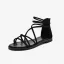 Römisch Schwarz Sommer Strand Freizeit Flache Sandalen Damen 2021 Leder X-Riemen Peeptoes Sandaletten