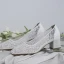 High End Weiß Spitze Blumen Brautschuhe 2021 Leder 5 cm Thick Heels Schleife Quadratische Zehe Hochzeit Pumps Hochhackige