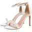 Sexy Blanche Cocktail Soirée Perle Sandales Femme 2021 10 cm Talons Aiguilles Bride Cheville Peep Toes / Bout Ouvert Sandales Talons Hauts