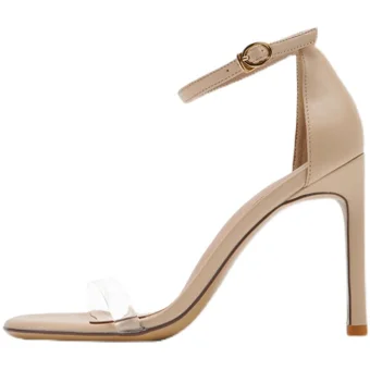 Sexy Nues Cocktail Soirée Sandales Femme 2021 Bride Cheville 10 Cm Talons Aiguilles Peep Toes Bout Ouvert Sandales Talons Hauts