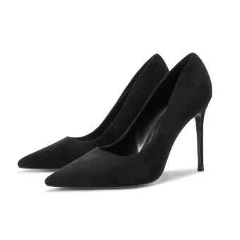 Chic Beautiful Black Office Ol Suede Pumps 2021 8 Cm Stiletto Heels Pointed Toe Pumps High Heels