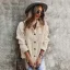 Comfortable Fall Winter Street Wear Beige Suede Regular Blouses 2021 Lapel  Long Sleeve Women's Tops