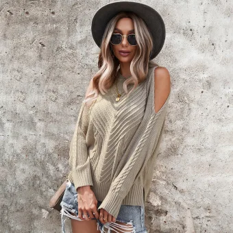Fashion Fall Winter Street Wear Khaki Regular Shoulders Sweaters 2021 Cotton Knitting Sleeveless Women S Tops