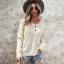 Comfortable Fall Winter White Street Wear Sweaters 2021 Cotton V-Neck Long Sleeve Loose Women's Tops