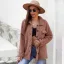 Fashion Fall Winter Suede Blushing Pink Street Wear Coats & Jackets Sweaters 2021 Buttons Lapel  Long Sleeve Regular Women's Tops