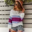 Chic / Beautiful White Fall Winter Casual Multi-Colors Striped Sweaters 2021 Cotton Scoop Neck Long Sleeve Loose Women Tops