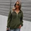 Fashion Fall Winter Solid Color Army Green Casual Lapel  Sweatshirts 2021 Long Sleeve Loose Women Tops