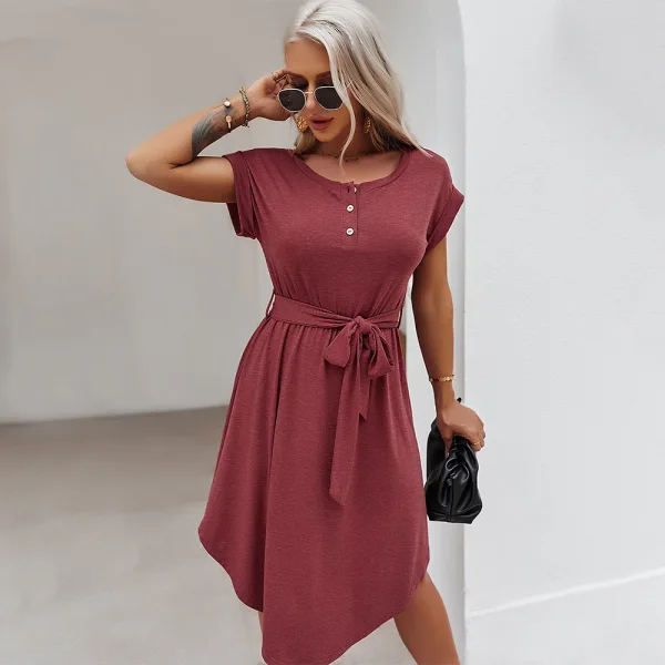 white christmas dresses Berrylush Women Solid Maroon Self-Design Patterned V-Neck Layered Fit main image 0