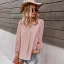 Fashion Spring Summer Blushing Pink Resort Wear Blouses 2021 V-Neck Long Sleeve Loose Women Tops
