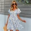 Comfortable Spring Summer Street Wear White Floral Women Dresses 2021 Loose V-Neck Short Sleeve