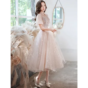 Charming Blushing Pink Evening Dresses Prom Dresses 2021 A Line Princess High Neck Butterfly Appliques Sequins Lace Flower Sash Short Sleeve Floor Length Long Formal Dresses