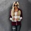 Fashion Fall Winter Burgundy Multi-Colors Stripe Street Wear Hooded Sweatshirts 2021 Long Sleeve Loose Women Tops