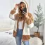 Fashion Fall Winter Street Wear Khaki Patchwork Plush Hooded Coats & Jackets 2021 Long Sleeve Women Tops