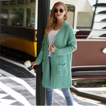Comfortable Casual Fall Winter Mint Green Knitting Sweaters 2021 Long Sleeve Loose Women Tops
