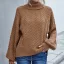 Comfortable Casual Fall Winter Brown Knitting Sweaters 2021 High Neck Long Sleeve Loose Women Tops