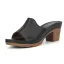 Simple Noire Désinvolte Été Sandales Femme 2021 7 cm Talons Épais Peep Toes / Bout Ouvert Sandales Talons Hauts