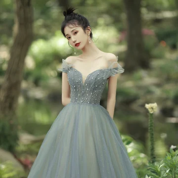 Charming Sage Green Prom Dresses 2021 A Line Princess Off The Shoulder Beading Sleeveless Backless Floor Length Long Formal Dresses