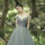 Charming Sage Green Prom Dresses 2021 A-Line / Princess Off-The-Shoulder Beading Sleeveless Backless Floor-Length / Long Formal Dresses