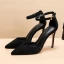 Fashion Black Street Wear Womens Sandals 2021 Leather Ankle Strap 10 cm Stiletto Heels Pointed Toe Sandals High Heels