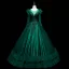 Vintage / Retro Dark Green Satin Prom Dresses 2021 Ball Gown Scoop Neck Beading Sequins Lace Flower Long Sleeve Backless Floor-Length / Long Formal Dresses