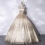 Sparkly Champagne Beading Sequins Prom Dresses Prom Dresses 2021 Ball Gown Scoop Neck Sleeveless Backless Floor-Length / Long Formal Dresses
