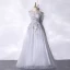Élégant Argenté Paillettes En Dentelle Fleur Robe De Bal 2021 Princesse Volants Bustier Sans Manches Dos Nu Longue Robe De Ceremonie