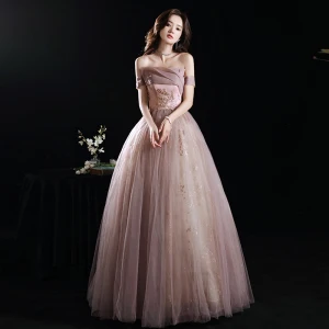 Élégant Rose Sombre Robe De Bal 2021 Princesse Bustier Perlage Perle Paillettes Sans Manches Dos Nu Longue Robe De Ceremonie