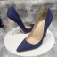 Chic / Beautiful Navy Blue Street Wear Denim Pumps 2021 12 cm Stiletto Heels Pointed Toe Pumps High Heels