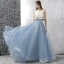 Bohême 2 Pièces Robe De Bal 2017 Princesse Sans Manches Perlage Perle Fleur Volants Robe De Ceremonie Train De Balayage