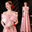 Schön Pink Satin Ballkleider 2021 A Linie One-Shoulder Schleife Ärmellos Rückenfreies Lange Festliche Kleider