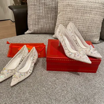 Charmant Witte Rhinestone Leer Bruidsschoenen 2021 Kant 7 Cm Naaldhakken Stiletto Spitse Neus Huwelijk Pumps Hoge Hakken