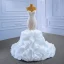 Luxe Haut de Gamme Charmant Blanche Volants en Cascade Robe De Mariée 2021 Trompette / Sirène Bretelles Spaghetti Sans Manches Perlage Perle En Dentelle Fleur Dos Nu