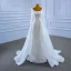 Scintillantes Haut de Gamme Blanche Perlage Perle Paillettes Robe De Mariée 2021 Trompette / Sirène U-Cou Manches Longues Dos Nu Longue Mariage