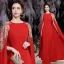 Chic / Belle Rouge Paillettes manteau Robe De Bal Robe De Soirée 2021 Princesse Encolure Dégagée Sans Manches Longue Robe De Ceremonie