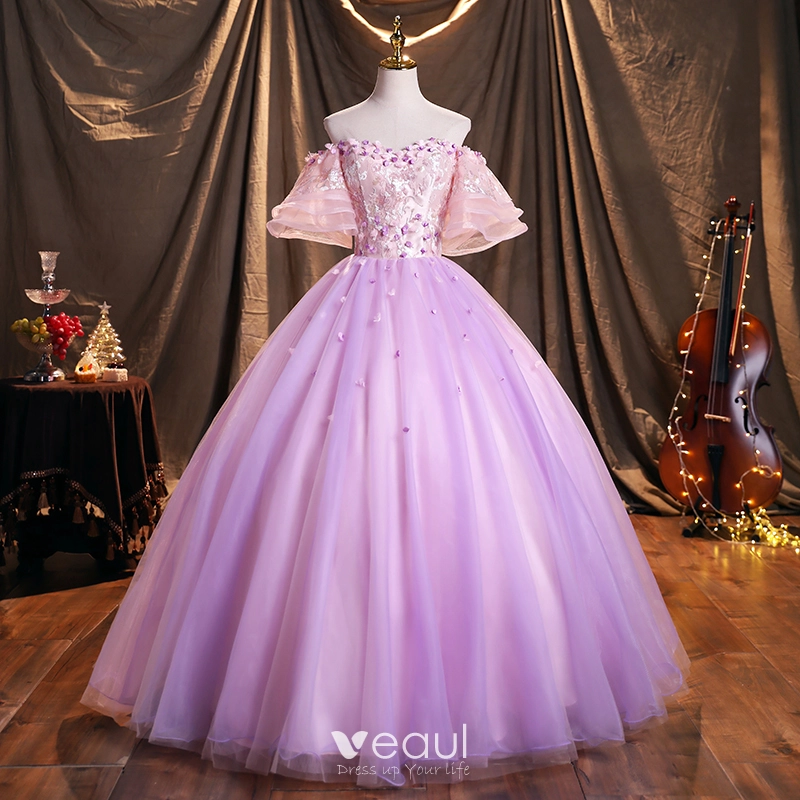 Buy Lavender Sequins Net Designer Gown - Koskii