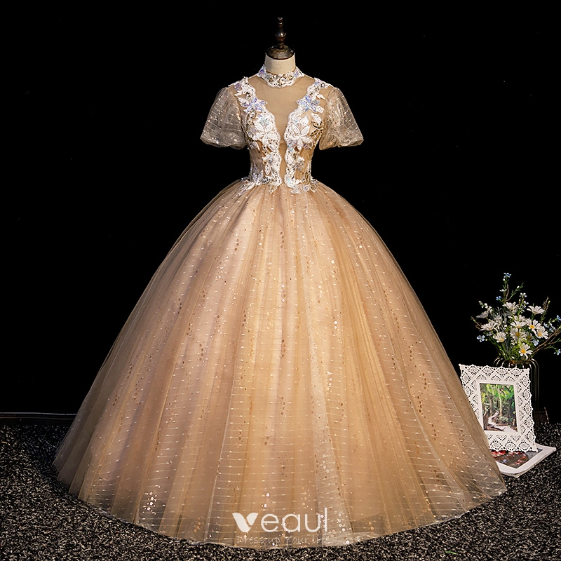 High Neck Champagne Gold Sequin Prom Dresses, Popular Prom Dresses, 2021 Prom Dresses High Neck Champagne Gold Sequin Prom Dresses, Popular Prom Dresses, 2021 Prom Dresses