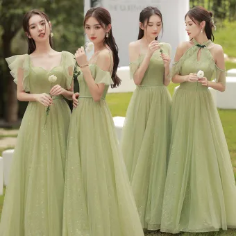 Modest Simple Sage Green Bridesmaid Dresses 2021 A Line Princess Sequins Short Sleeve Backless Floor Length Long Bridesmaid Dresses