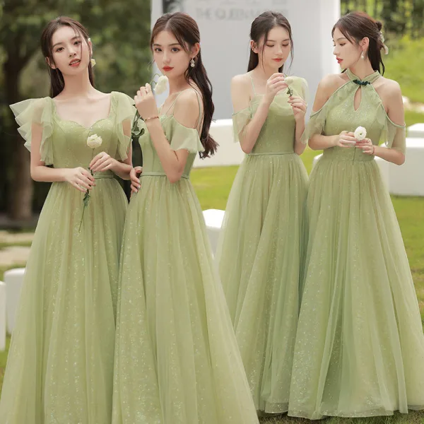 Genevieve Sin Tirante Corto Vestidos De Dama De Honor De Verano Verde Menta