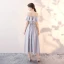 Chic / Beautiful Grey Homecoming Graduation Dresses 2018 A-Line / Princess Off-The-Shoulder Spaghetti Straps Short Sleeve Bow Sash Tea-length Ruffle Backless Formal Dresses