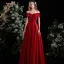 Chic / Belle Bordeaux Robe De Bal 2021 Princesse De l'épaule Manches Courtes Dos Nu Longue Promo Robe De Ceremonie