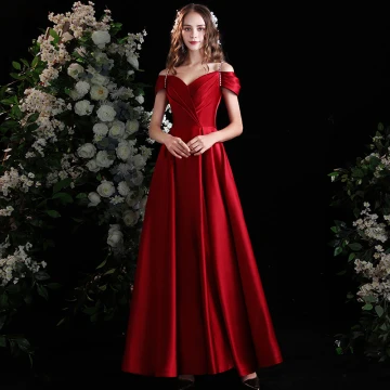 Elegant Burgundy Satin Prom Dresses 2021 A Line Princess Short Sleeve Backless Floor Length Long Prom Formal Dresses