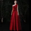 Fashion Burgundy Satin Prom Dresses 2021 A-Line / Princess One-Shoulder Bow Sleeveless Backless Floor-Length / Long Formal Dresses