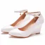 Fashion White Wedding Shoes 2021 8 cm Wedges Wedding Ankle Strap Pumps Pointed Toe