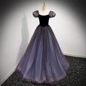 Glitter Zwarte Prinses Galajurken 2021 Vierkante Halslijn Pailletten Kapmouwen Ruglooze Lange Gala Gelegenheid Jurken