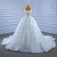 High End Weiß Glanz Perlenstickerei Pailletten Brautkleider / Hochzeitskleider 2021 Ballkleid Eckiger Ausschnitt Ärmellos Rückenfreies Kathedrale Schleppe Hochzeit